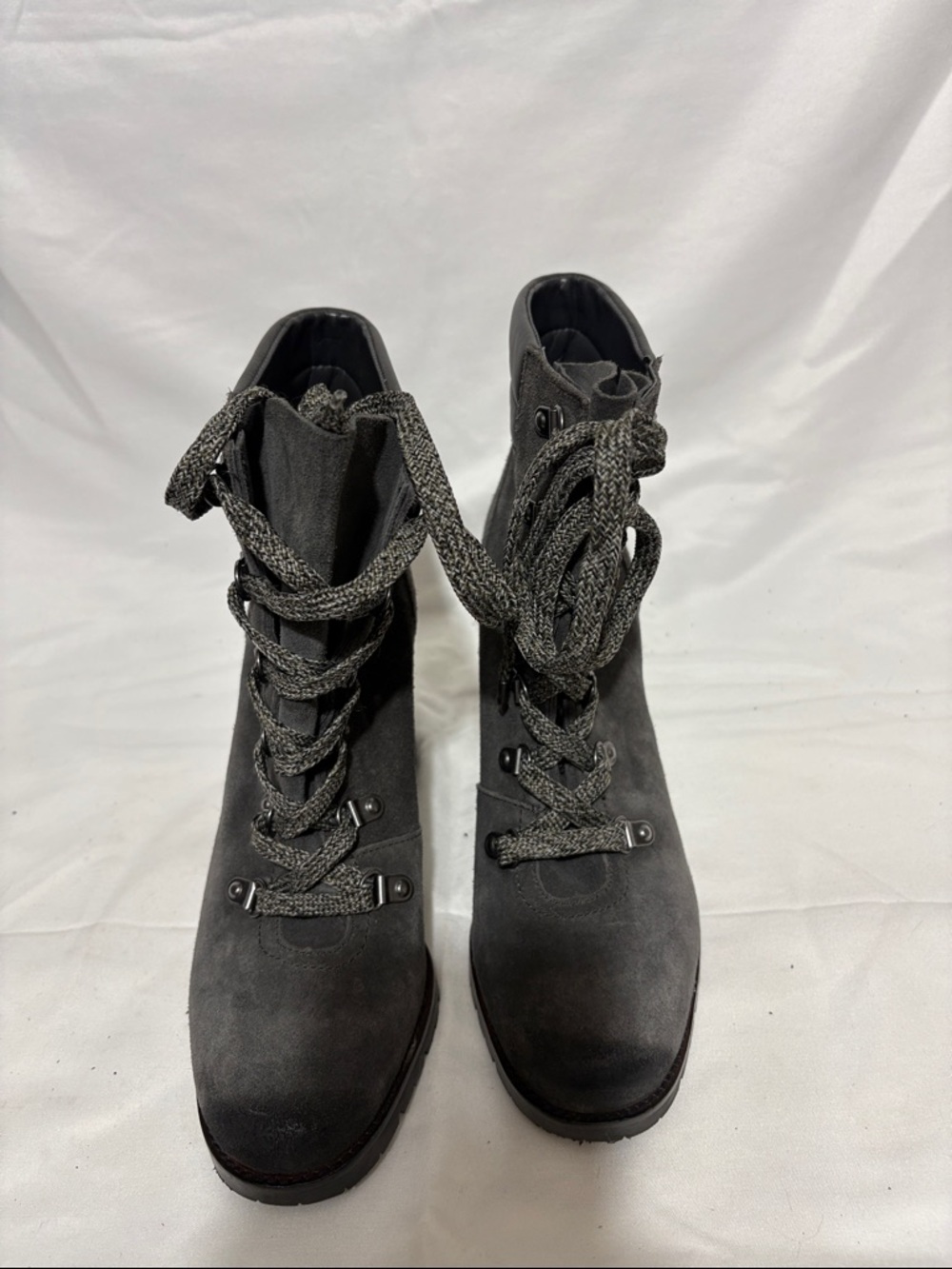 Sam Edelman Charcoal Gray Suede Lace-Up Ankle Boots